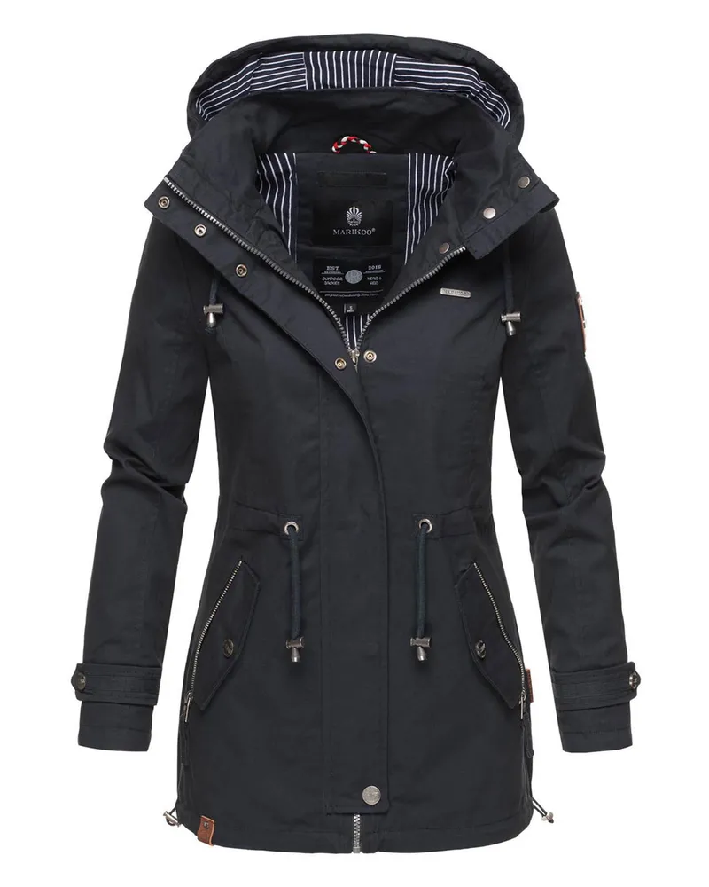 Marikoo leichte Übergangsjacke für Damen mit abnehmbarer Kapuze - Blau Blau