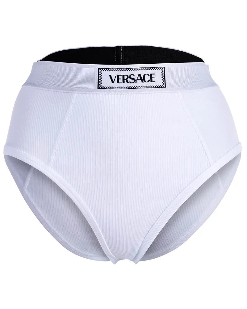 Versace Highleg Rib -  Cotton Rib  Elastic  Canet Slip Weiß