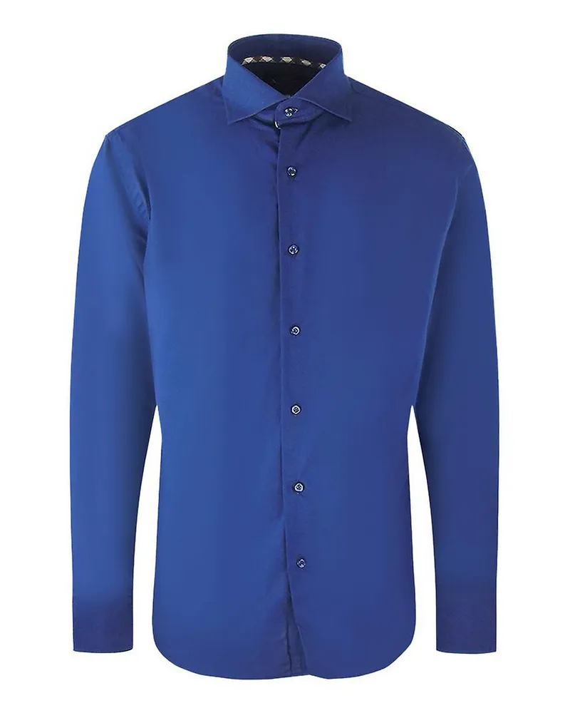 Aquascutum Herren Unifarben Langarmhemd (Marineblau Marineblau