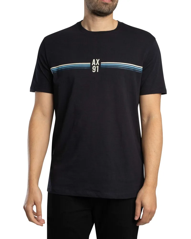 Armani Exchange Grafisches T-Shirt, Blau Blau