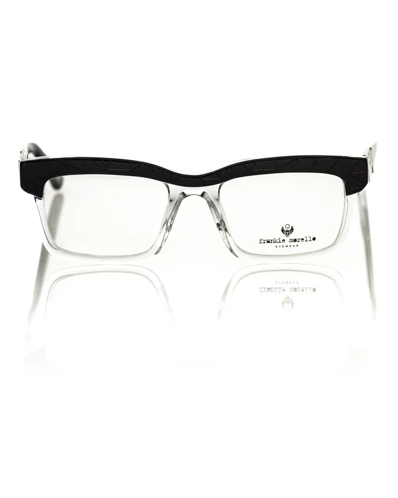 Frankie Morello Geometrische Brille mit klarem Rahmen Schwarz
