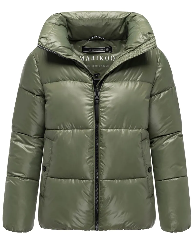 Marikoo Damen Winterjacke Hazalee im Puffer-Stil mit glänzender Optik Grün