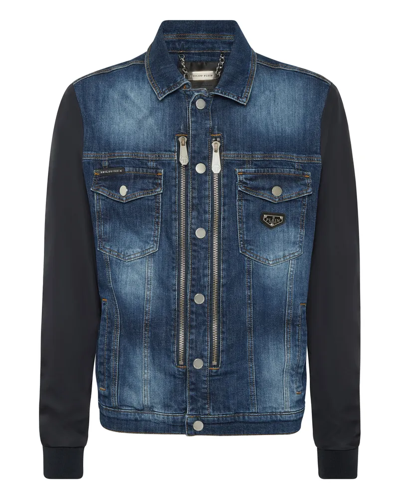 Philipp Plein Denim-Jacke College Blau