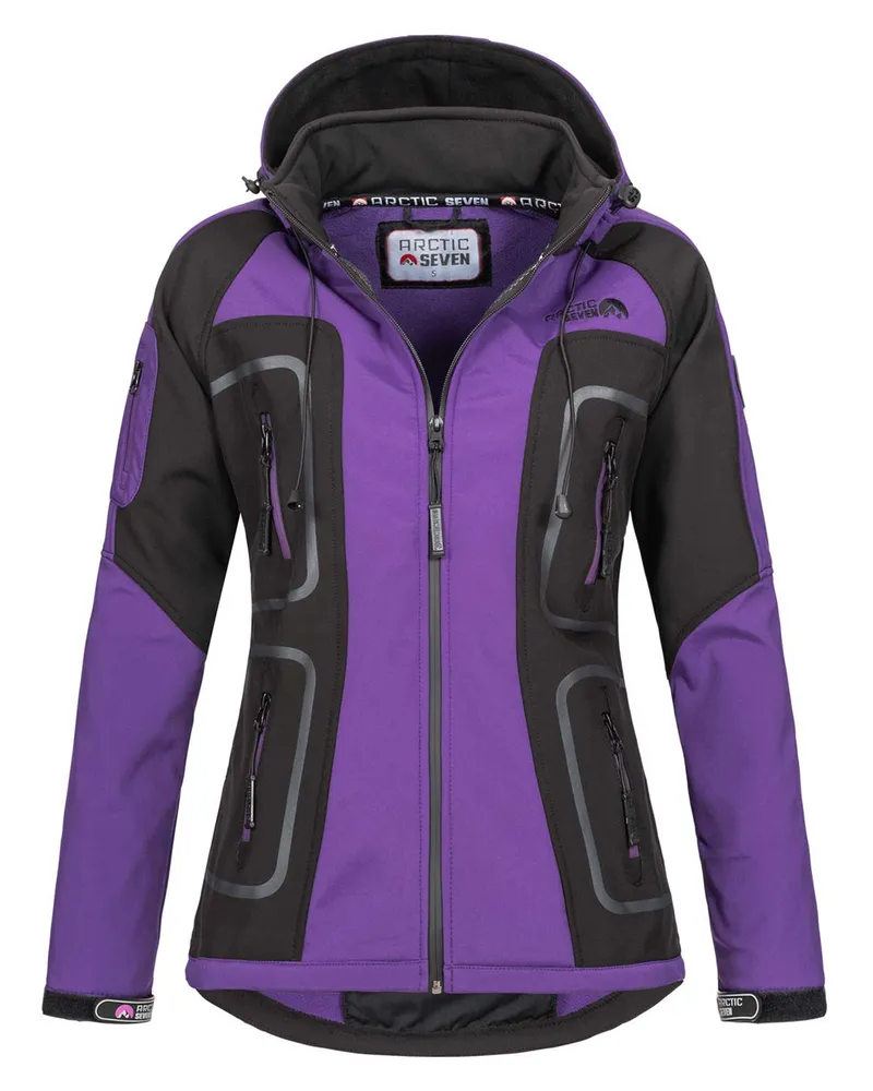 Arctic Seven Damen Softshell Jacke Lila-Schwarz Schwarz