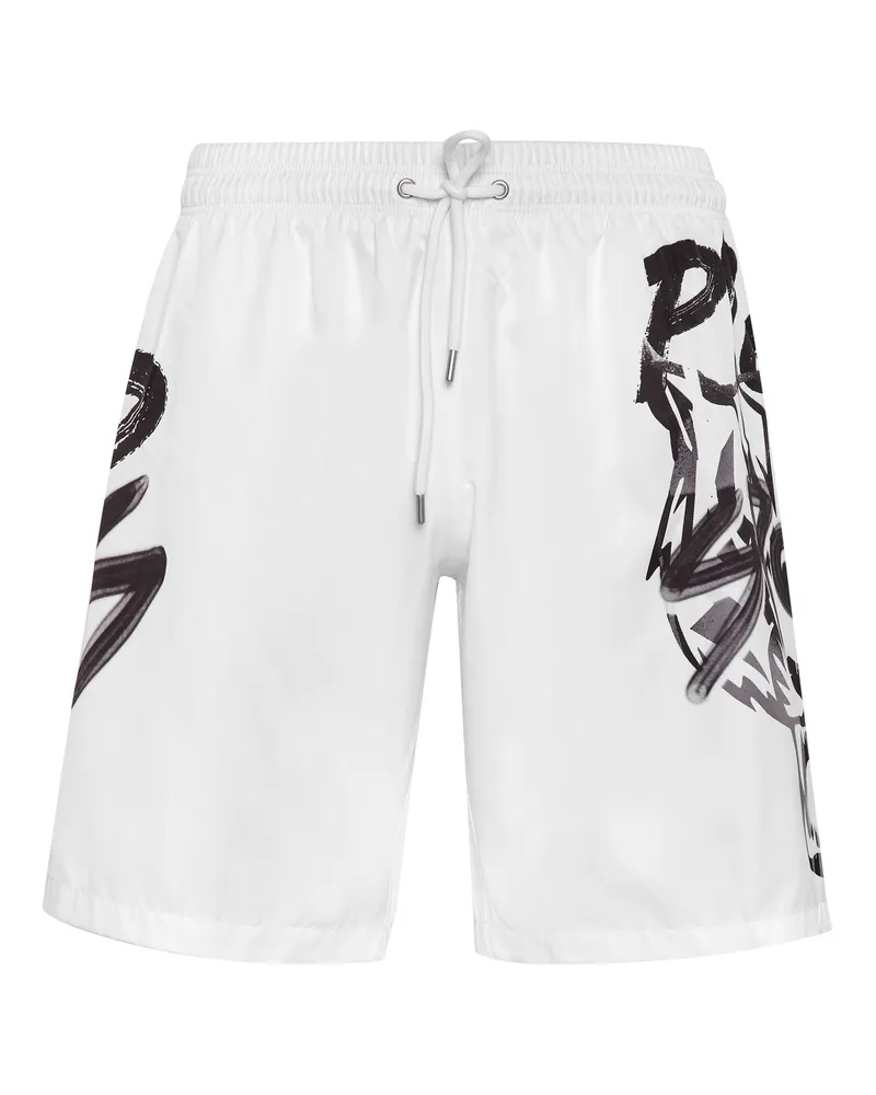 Philipp Plein Badehose Tiger Weiß