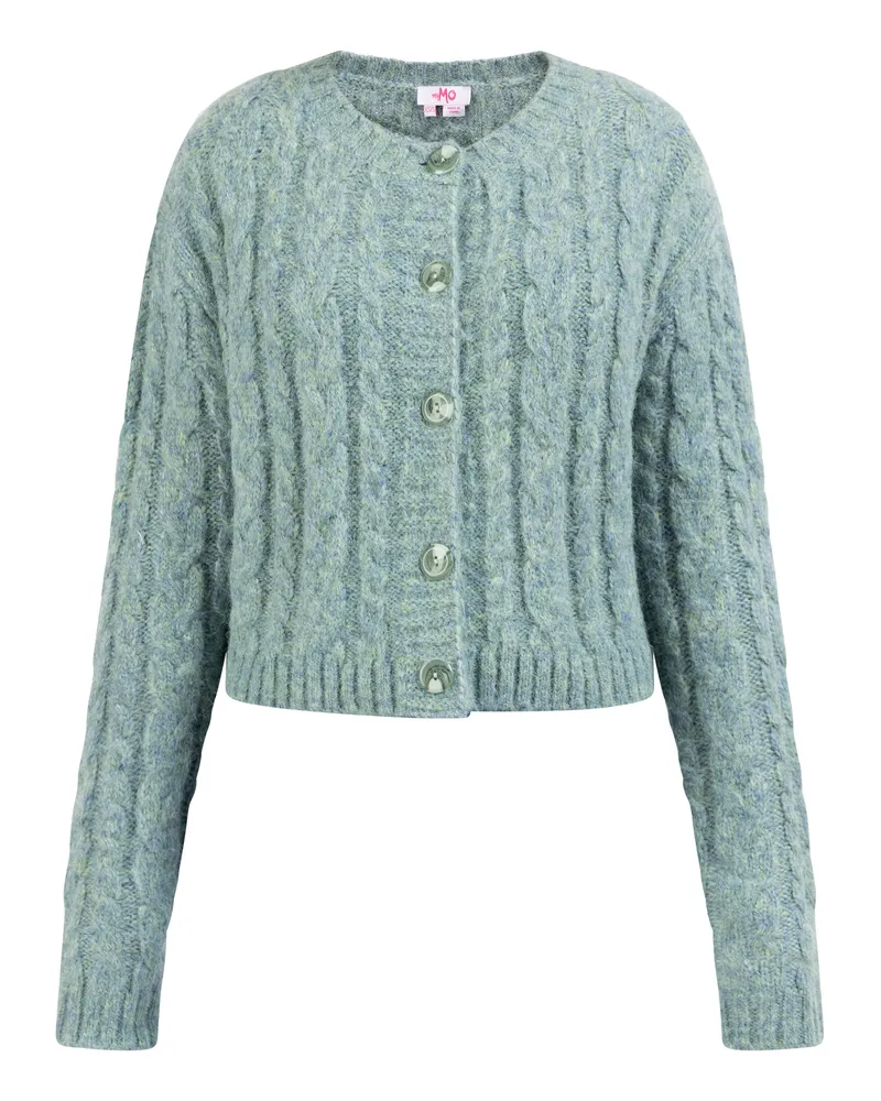 My Mo Strickjacke Damen Blau Mint Melange Mintgrün