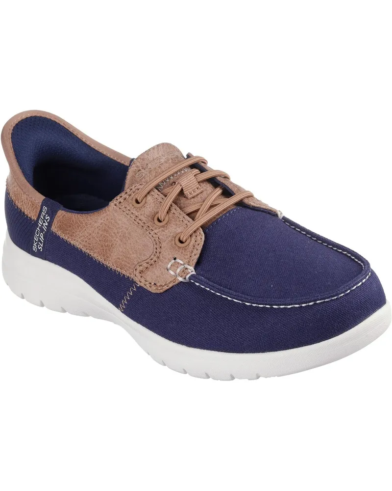 Skechers Palmilla Textil Damen Marineblau Bootsschuhe Marineblau
