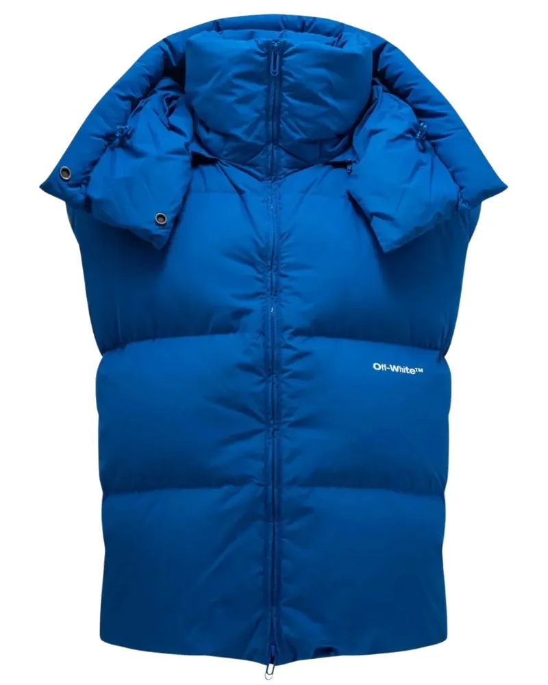 OFF-WHITE Bouce Hooded Gilet Pfauenblaue Daunenjacke Blau