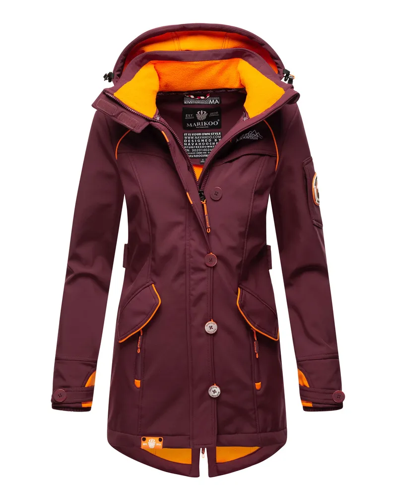 NAVAHOO Marikoo Damen Softshelljacke – Soulinaa, wasserdicht mit abnehmbarer Kapuze Rot