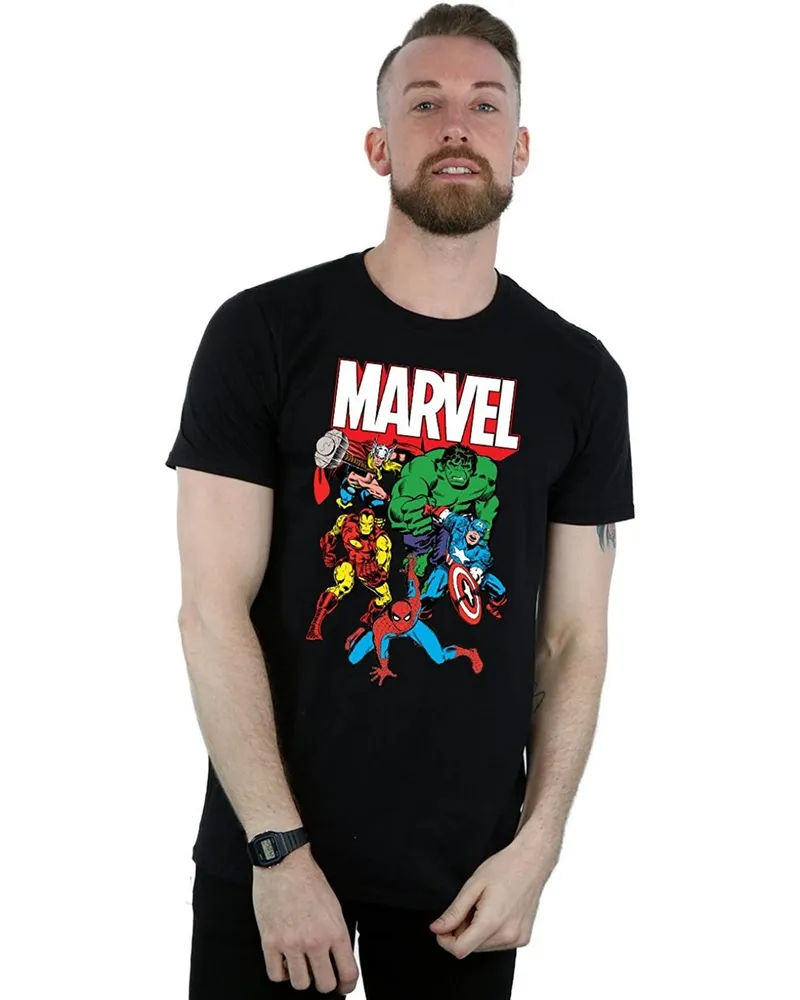Marvel Hero Group" T-Shirt für Herren (Schwarz Schwarz
