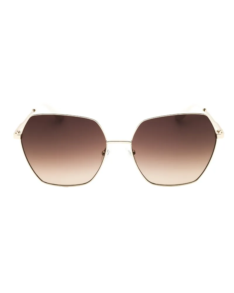 Guess Sonnenbrille mit goldfarbenem Rahmen und Verlaufsgläsern - Dunkelbraun Dunkelbraun