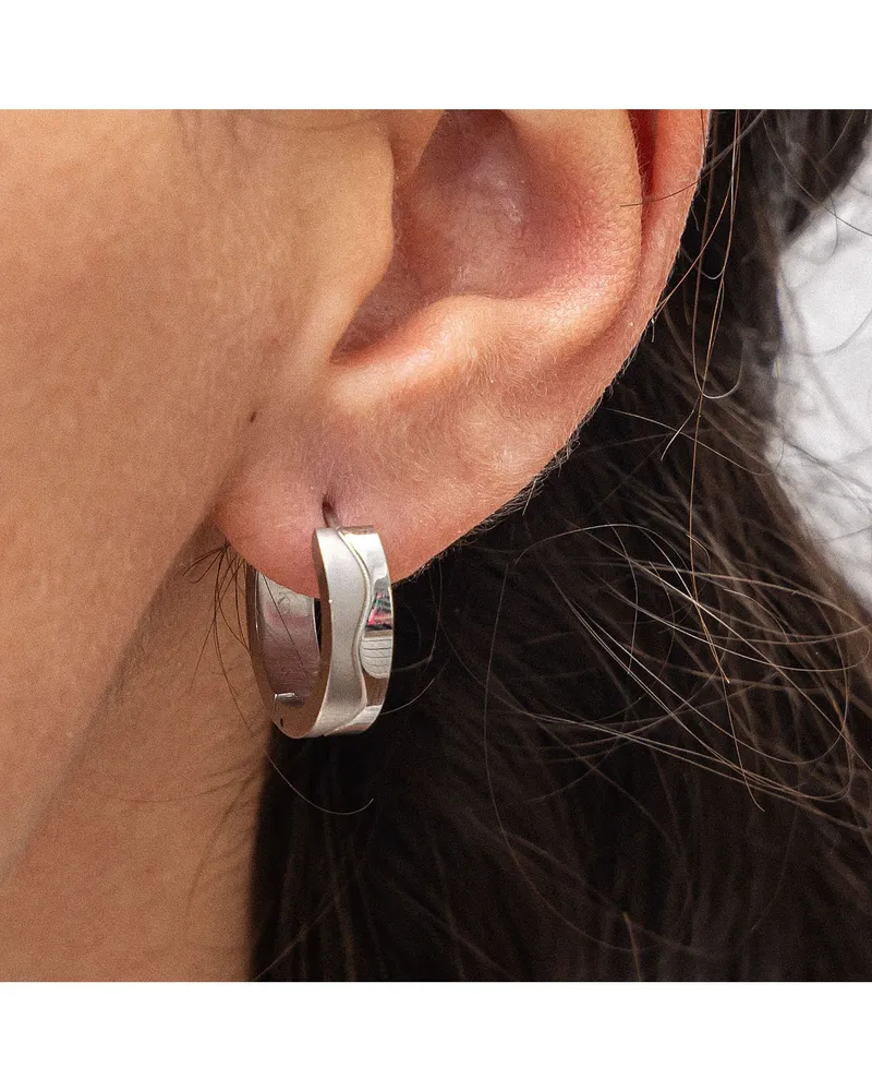 ZEEme Ohrringe aus Edelstahl, glänzend/matt, Ø 18 mm - Grau Grau