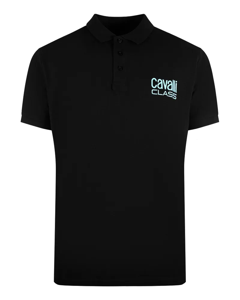 Roberto Cavalli Schwarzes Poloshirt „“ mit auffälligem Logo Schwarz