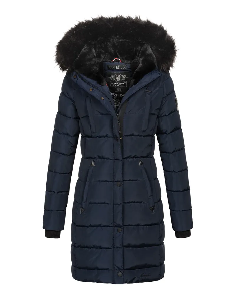NAVAHOO Damen Winter Steppjacke Lotusblüte Princess – Lang & Warm Blau