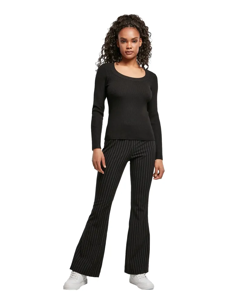 Urban Classics Pullover Weite Öffnung für Damen Langärmlig (Schwarz Schwarz