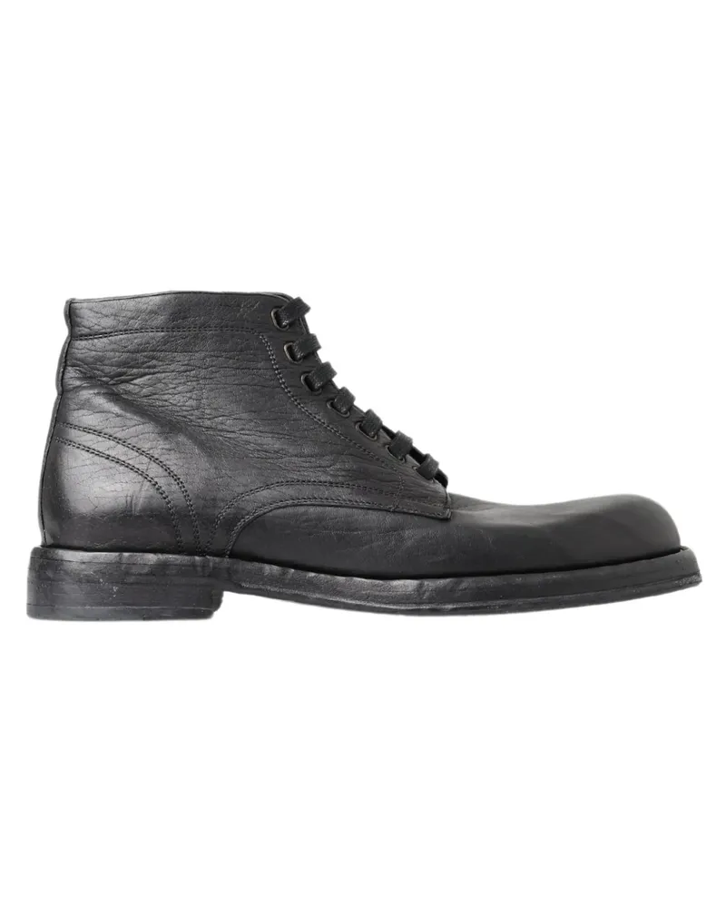 Dolce & Gabbana Leder Schnürstiefeletten Schwarz
