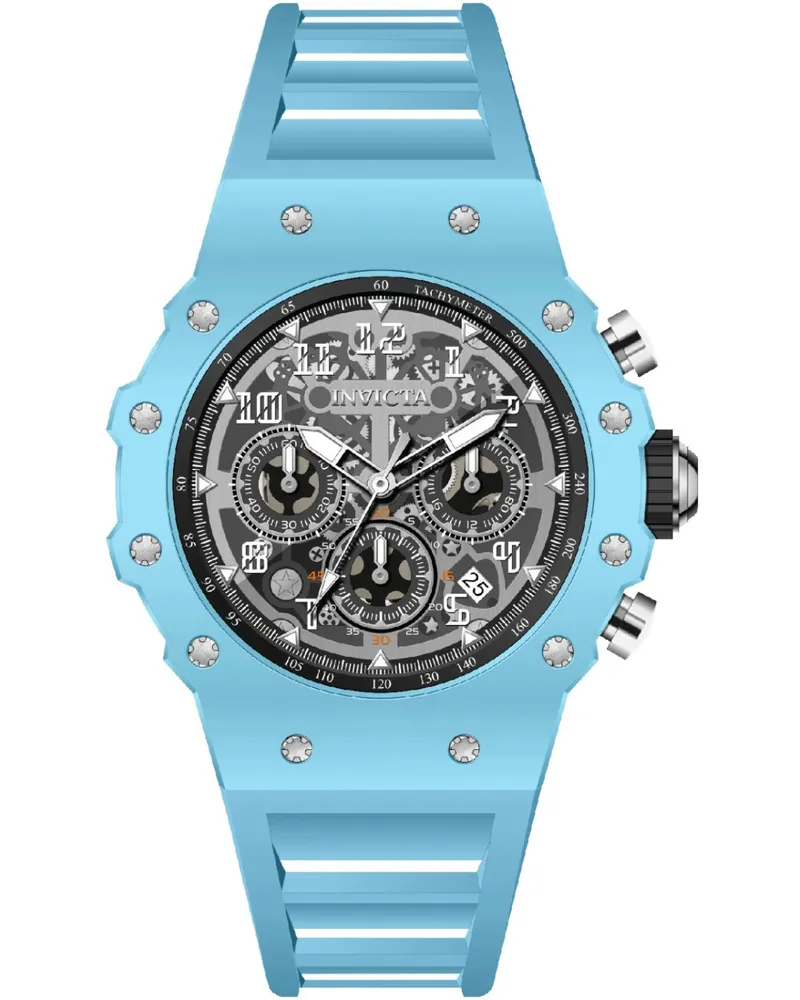 Invicta Racing 69674 Herrenuhr mit Quarzwerk, Acrylgehäuse und silbernem Zifferblatt, 43 mm - Schwarz Schwarz