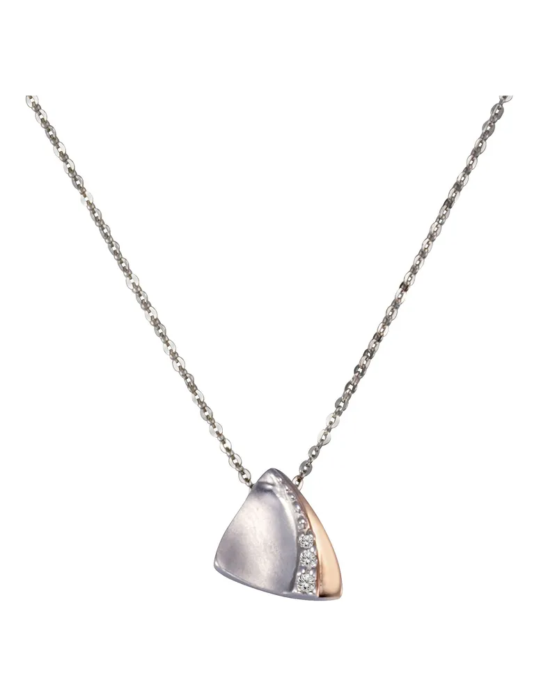 ZEEme Silber Halskette Silber 925 zweifarbig mit Zirkonia weiß Silber