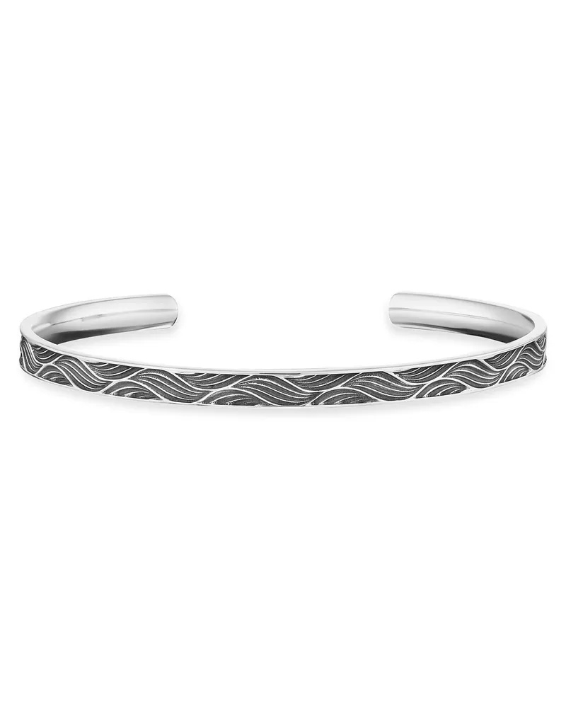 cai Armreif aus 925er Sterlingsilber, oxidiert, Wellen-Design - Silber Silber