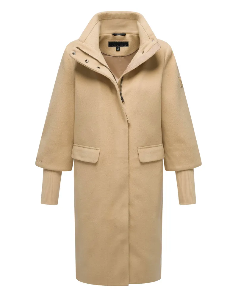 NAVAHOO Polarblüte Damen Übergangsmantel mit Stehkragen & Reißverschluss Beige