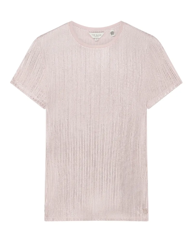 Ted Baker Metallic Kurzarm-t-shirt Mit Rundhalsausschnitt Lila
