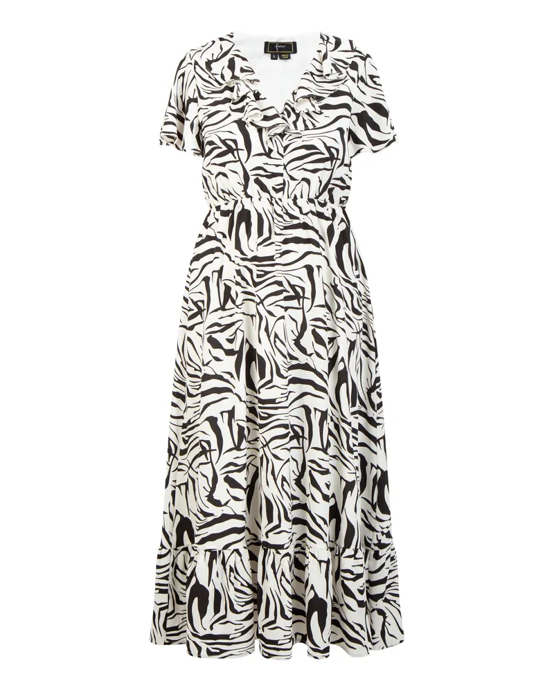 FAINA Kleid - Zebraprint Damen weiss schwarz Weiß