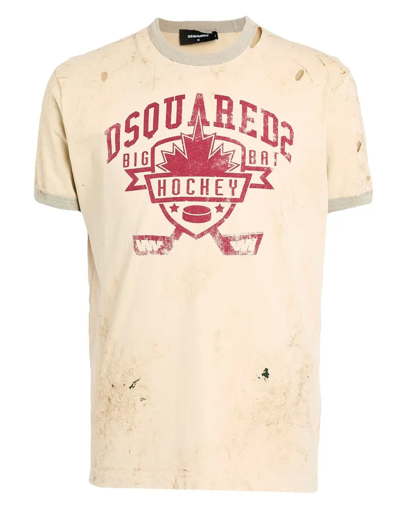 Dsquared2 Hockey Design Champagner T-shirt Beige