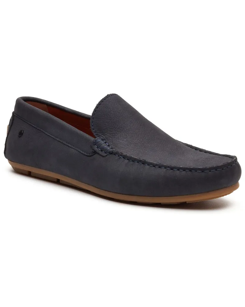 Base London Moss Fahrer Leder Herren Marineblau Slipper Marineblau