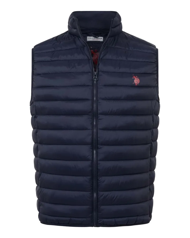U.S. Polo Assn.  Herren Steppweste – leicht & packbar, mit Stehkragen & Beutel Blau
