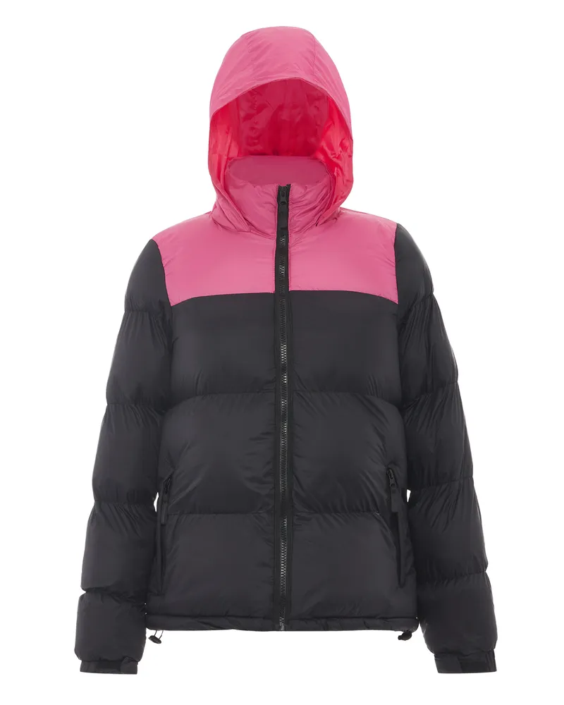 My Mo Wattierte Steppjacke für Damen mit Reißverschluss und kontrastierenden Details - Schwarz/Roségold Schwarz