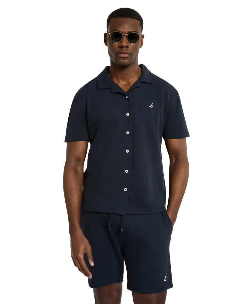 Nautica Dundo" Hemd für Herren, kurzärmlig (Dunkel-Marineblau Marineblau