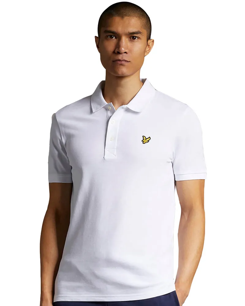 Lyle & Scott Einfarbiges Poloshirt in Weiß Weiß