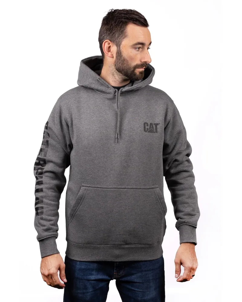 Caterpillar Footwear Markenbanner Baumwoll Herren Grau Kapuzenpullover Dunkelgrau