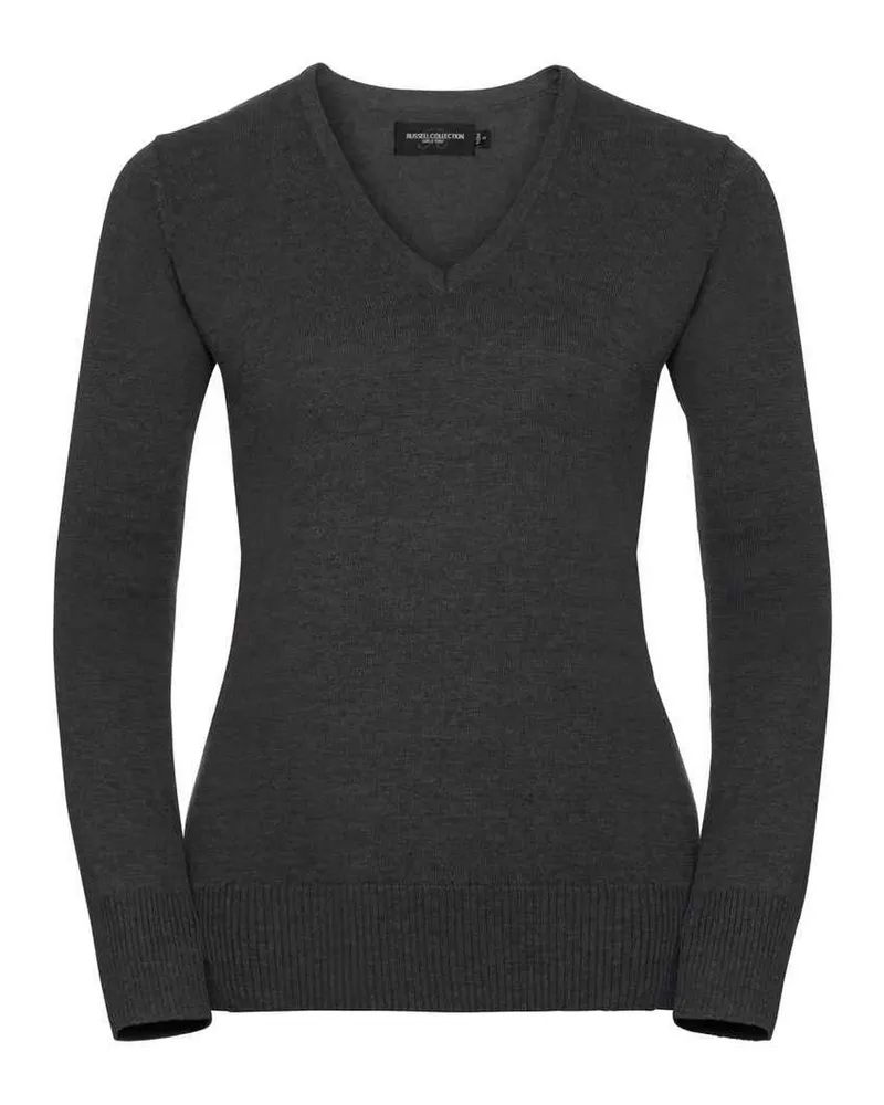 Russell Athletic Russell Collection - Sweatshirt V-Ausschnitt für Damen (Holzkohle-Mergel Anthrazit