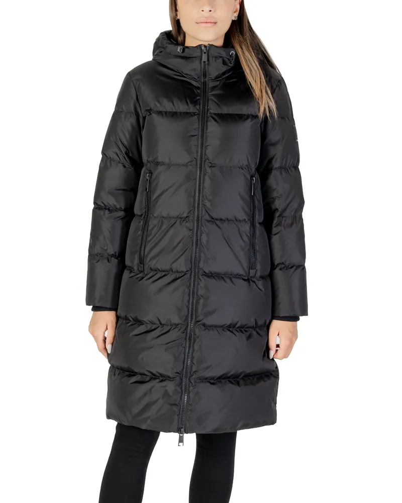 Armani Exchange Puffermantel mit Kapuze, lang geschnitten Schwarz