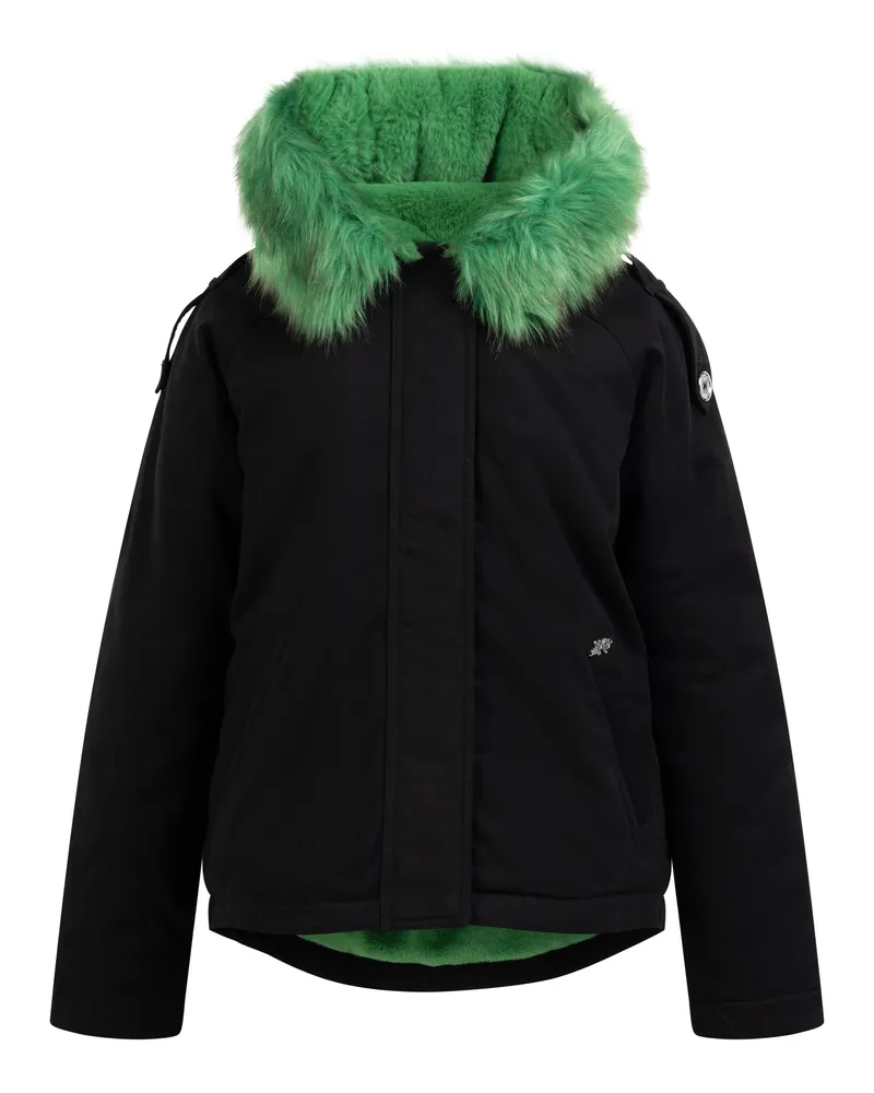 My Mo Winterjacke Damen schwarz grün Schwarz