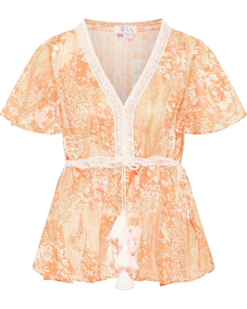 IZIA Bluse Damen Orange Weiss Orange