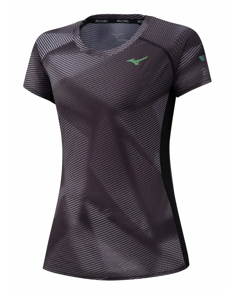 Mizuno Aero Womens Black/Grey T-Shirt Grau