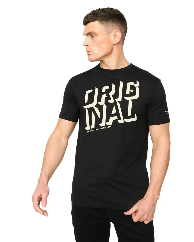 CrossHatch Protrax" T-Shirt für Herren, Baumwolle (Schwarz Schwarz