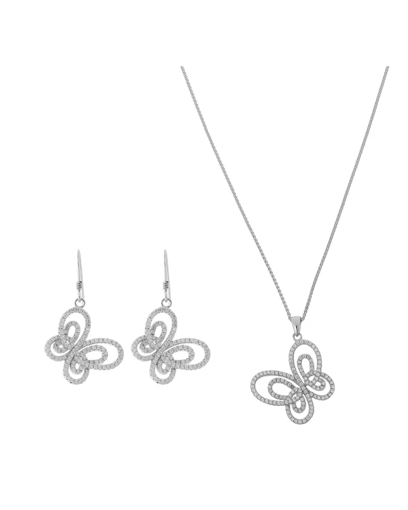 Orphelia Damen 925 Sterling Silber Set: Kettenanhänger + Ohrringe - Silber SET-5264 Silber