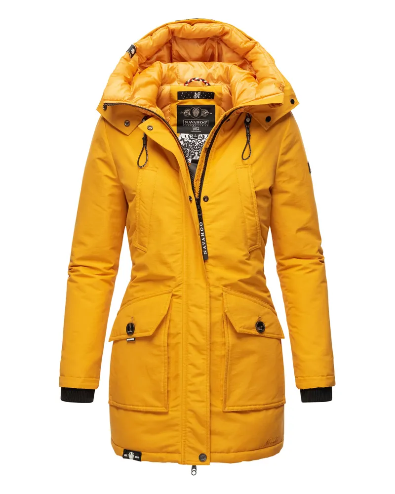 NAVAHOO Blizzardstorm lange Winterjacke für Damen, warm und funktional - Gelb Gelb