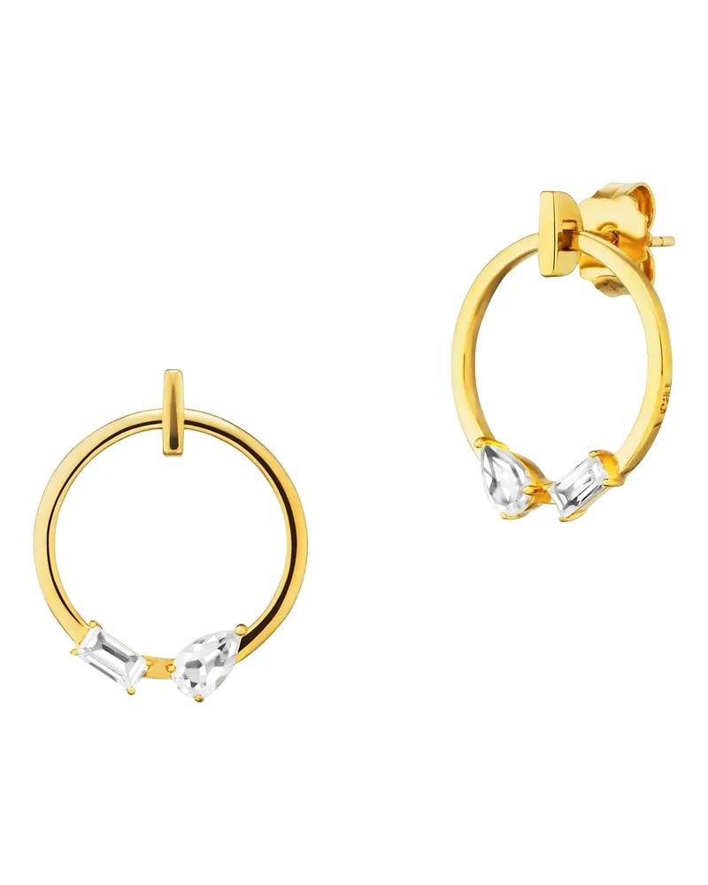 cai Ohrringe 925 Sterling Silber vergoldet mit Weißtopas Gold
