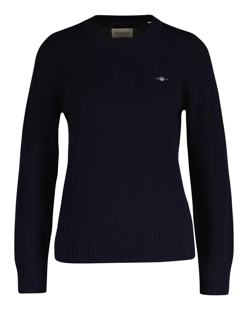Gant Classic Cotton C-Neck Strickpullover Blau