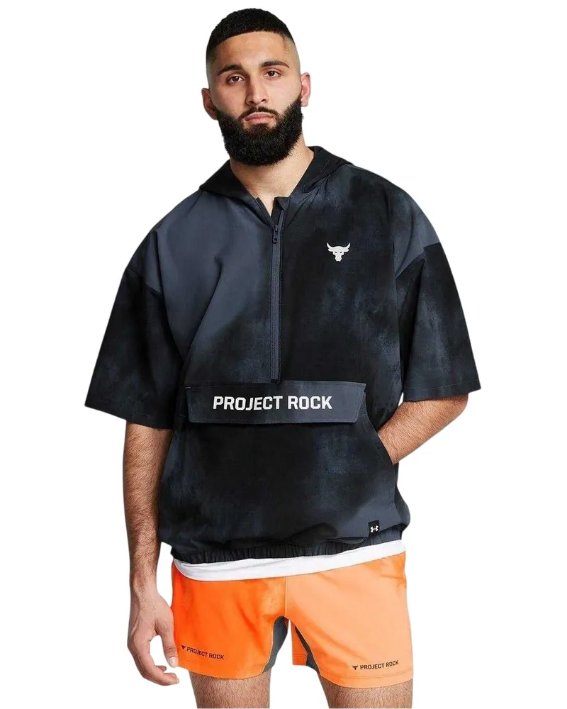 Under Armour Project Rock" Kapuzenpullover für Herren, kurzärmlig (Grau Grau