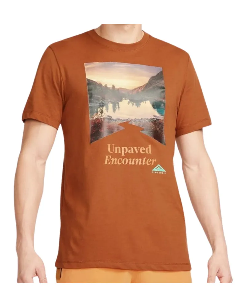 Nike Mountail Trail Logo Braunes T-Shirt Braun