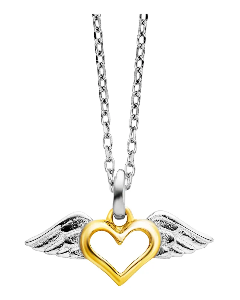 Julie Julsen Anhänger mit Kette 925 Silber rhodiniert teils vergoldet Heartwing Mehrfarbig