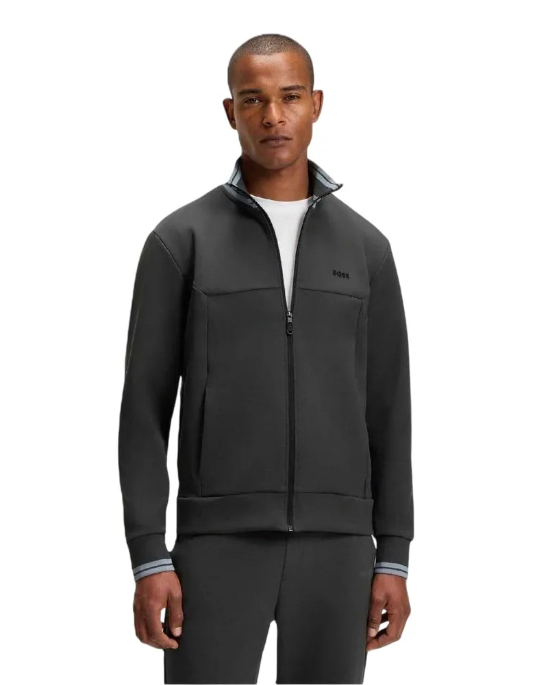 HUGO BOSS Trainingsjacke für Herren, Regulär, Langärmlig (Dunkelgrau Grau