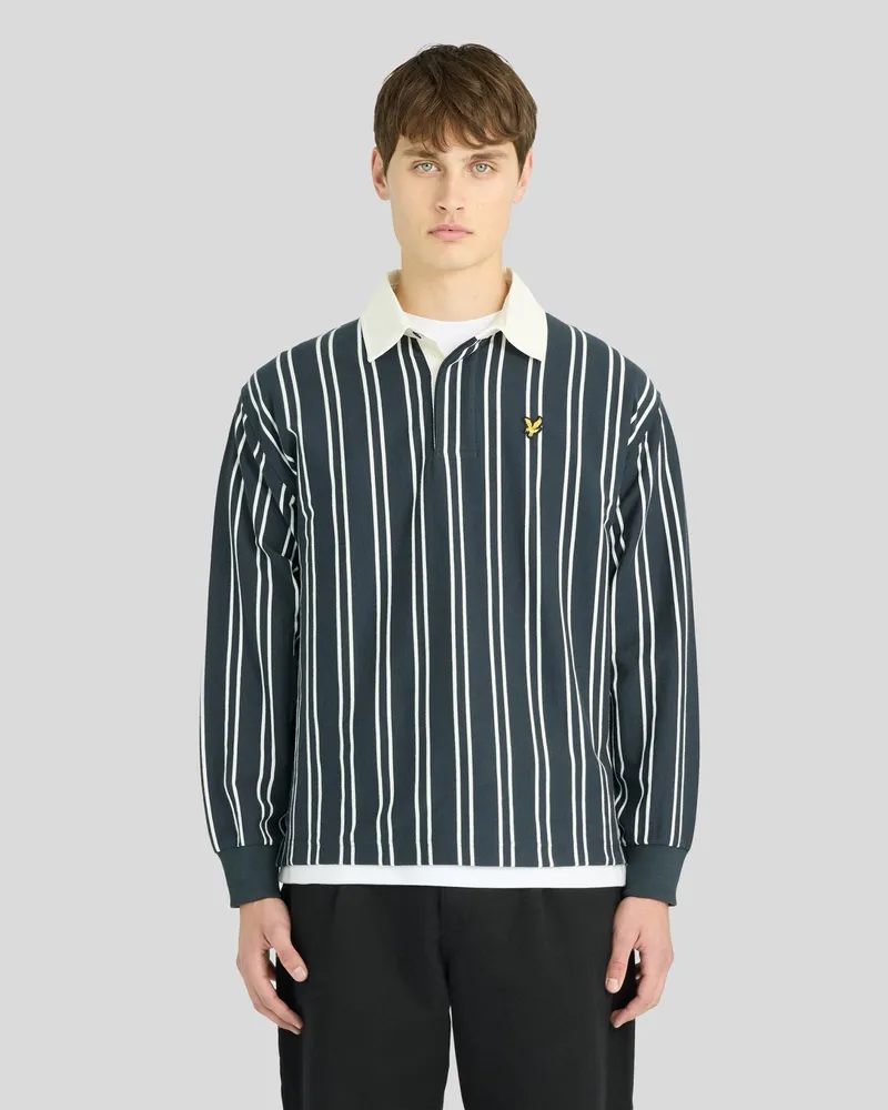 Lyle & Scott Vertical Stripe Rugbyshirt Blau