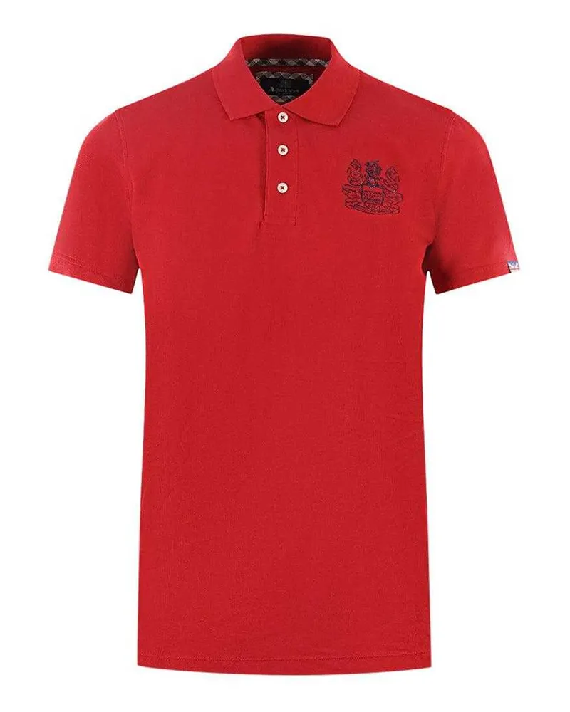 Aquascutum Poloshirt für Herren/Damen Unisex, Ärmel mit Markenschriftzug (Rot Rot