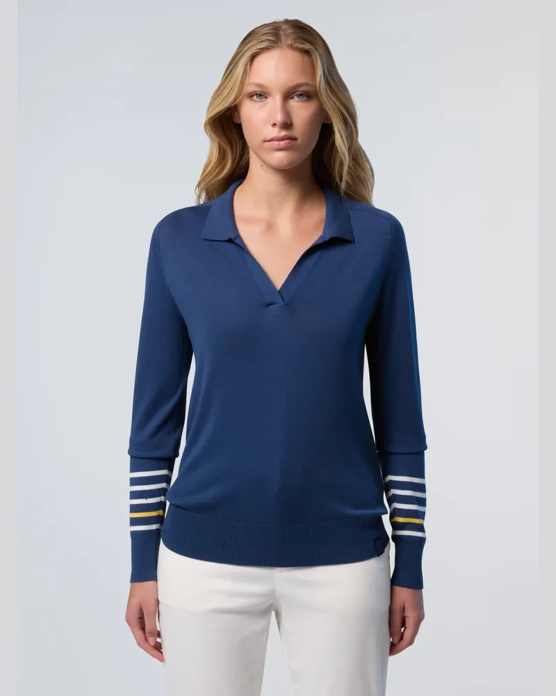 North Sails Pullover Aloe Vera mit V-Ausschnitt Dunkelblau